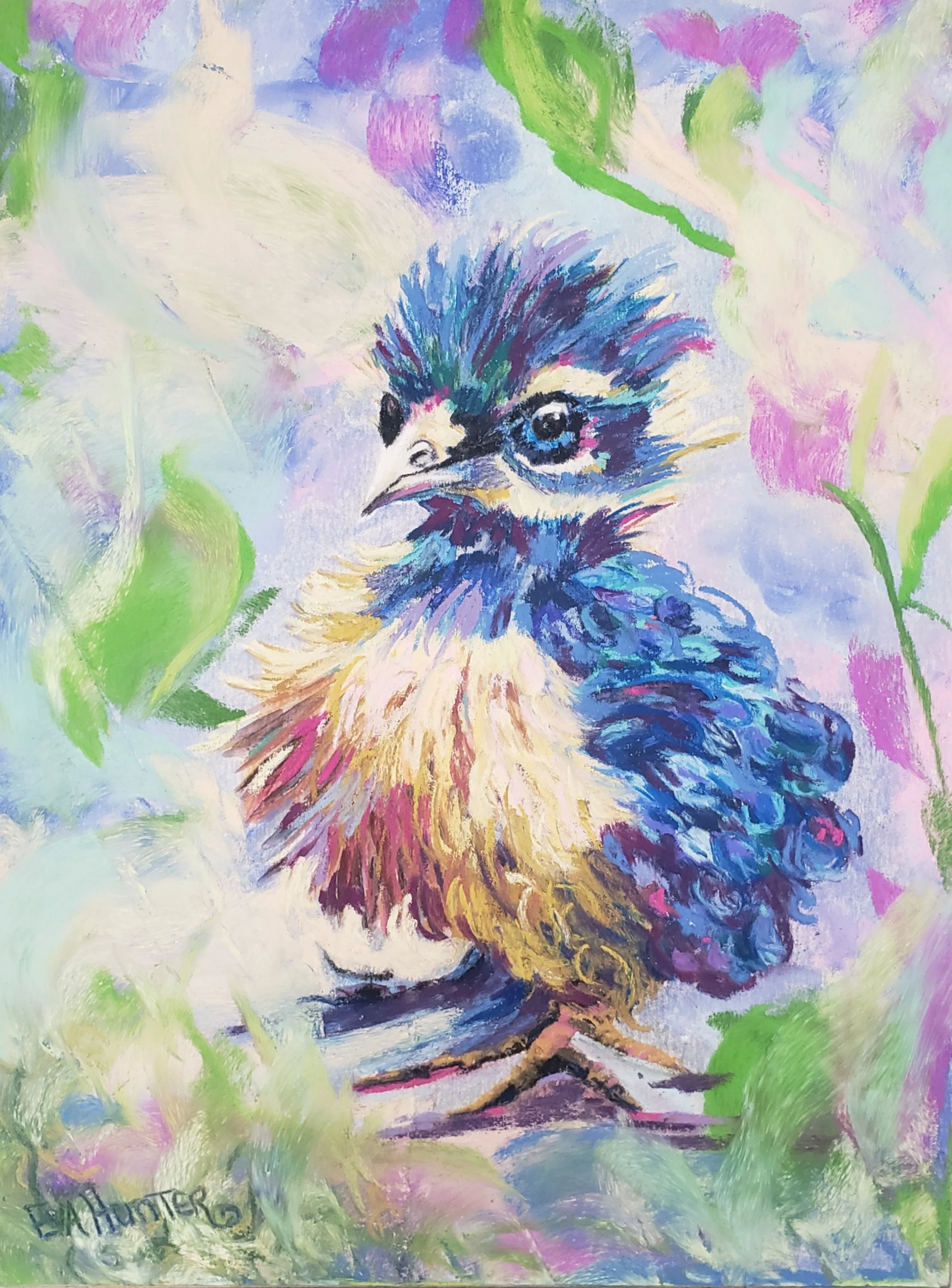 Colorful Amazonian Royal Flycatcher bird painting